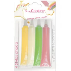 SCRAPCOOKING 4 Stylos Chocolat Blanc Rose Vert Jaune 25g Online