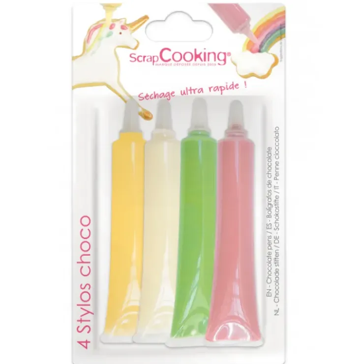 SCRAPCOOKING 4 Stylos Chocolat Blanc Rose Vert Jaune 25g Online