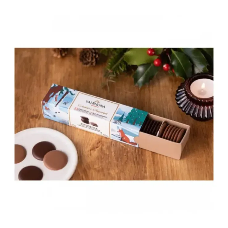 VALRHONA Assortiment Palets Chocolat Noir Guanaja et Lait Praliné Pécan 80 g Discount