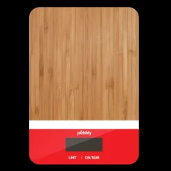 PEBBLY Balance de Cuisine Electronique Bambou Rectangle Rouge 23 x 16 cm Discount