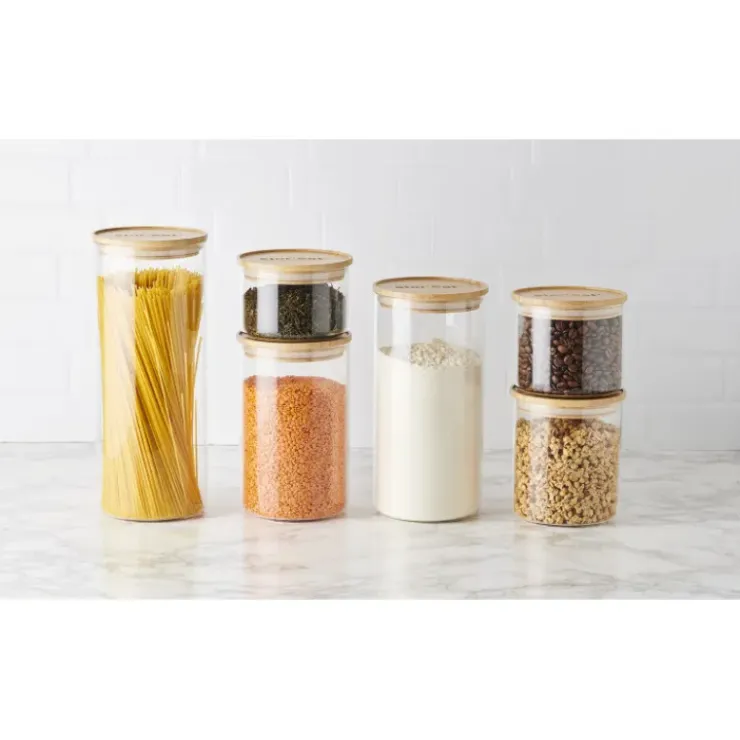 MASTRAD Bocal en Verre 1,3 L avec Couvercle Bambou Stor'eat Sale