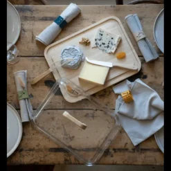 PEBBLY Boîte à Fromage avec Cloche en Verre et Plateau en Bambou 34 x 25 cm Outlet