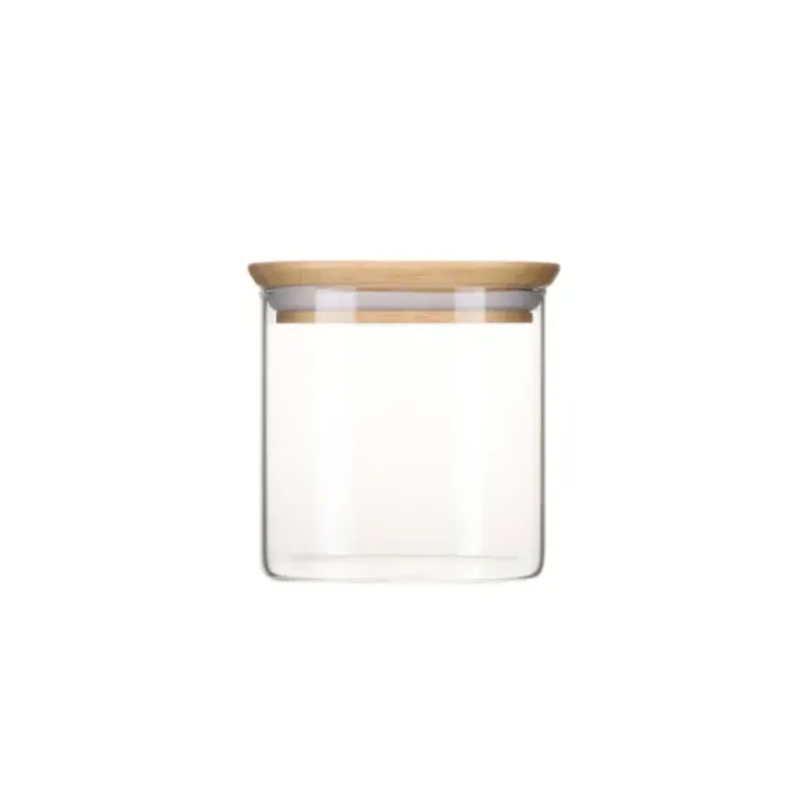 PEBBLY Boîte de Conservation en Verre et Bambou Carré 800 ml Hot