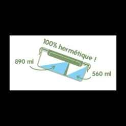 PEBBLY Boîte de Conservation en Verre avec Compartiments Rectangle 1450 ml Outlet