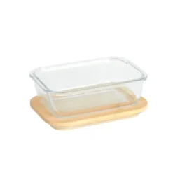 PEBBLY Boîte de Conservation en Verre et Bambou Rectangle 640 ml Hot