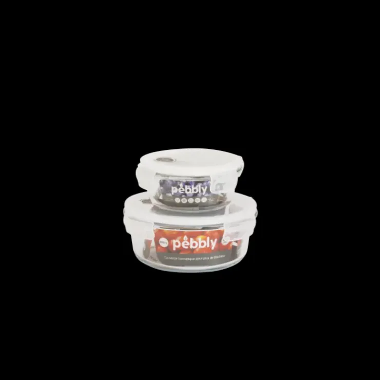 PEBBLY Boîte de Conservation en Verre Rond 950 ml Hot