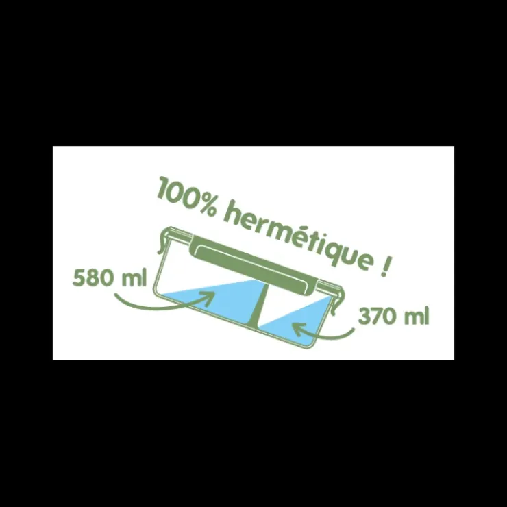 PEBBLY Boîte de Conservation en Verre avec Compartiments Rectangle 950 ml Discount