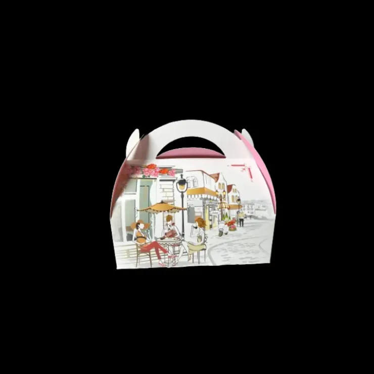 CUISINEADDICT Boîte pâtissière avec poignées Balade Gourmande 17 x 10 cm x H 6 cm (x50) Outlet