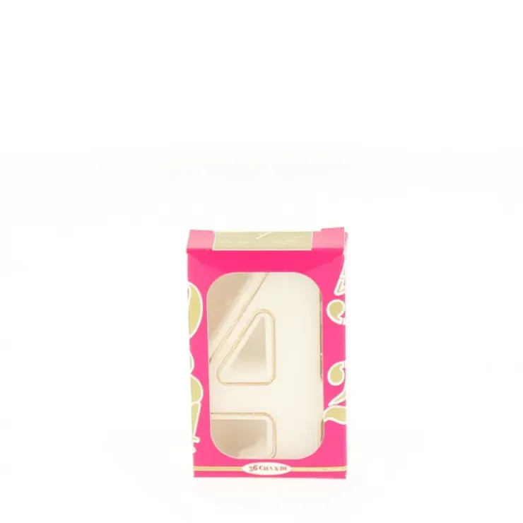 CUISINEADDICT Bougie anniversaire chiffre 4 blanche avec filet doré New