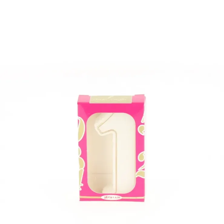 CUISINEADDICT Bougie anniversaire chiffre 1 blanche avec filet doré Discount