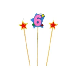 GATODECO Bougie Chiffre 6 avec 2 bougies étoiles Gatodéco Hot