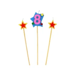 GATODECO Bougie Chiffre 8 avec 2 bougies étoiles Gatodéco Best