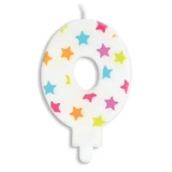 SCRAPCOOKING Bougie Chiffre 0 Blanche à Etoiles Multicolores Outlet