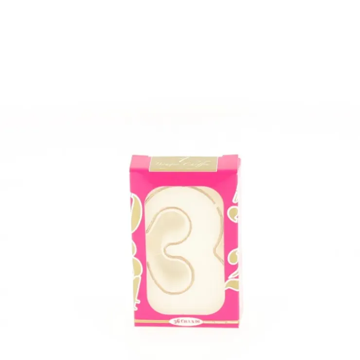 CUISINEADDICT Bougie d'anniversaire chiffre 3 blanche avec filet doré Hot