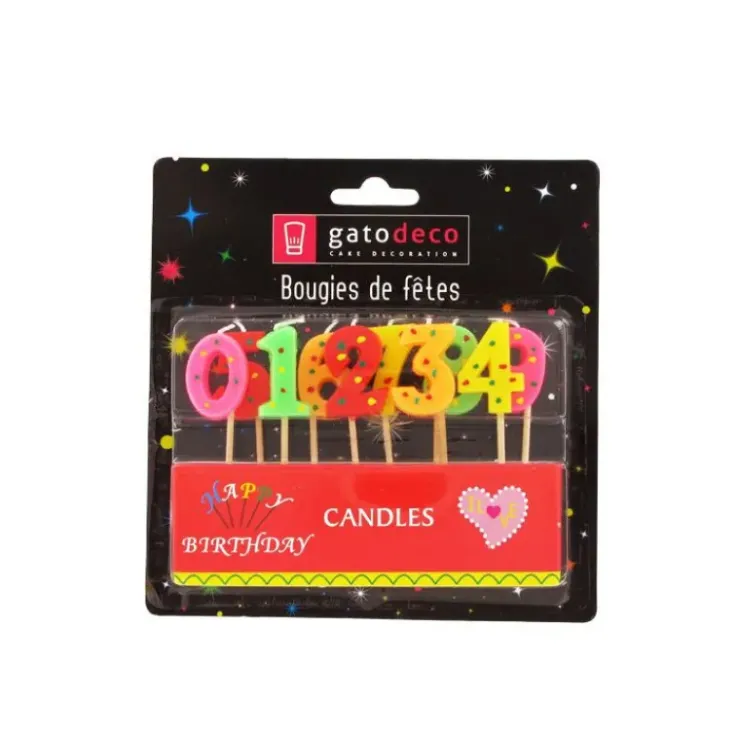 GATODECO Bougies Chiffres sur Piques Assorties (x10) Gatodéco Outlet
