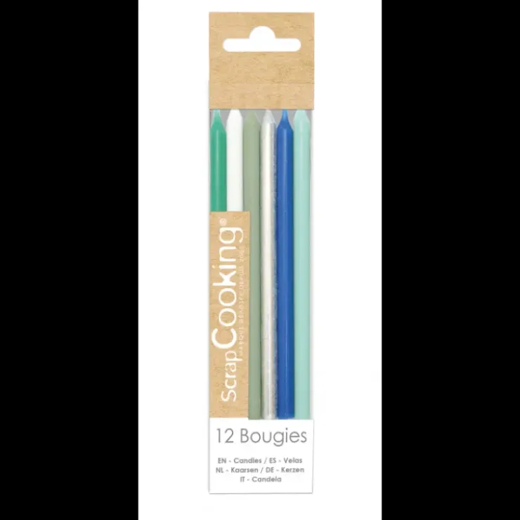 SCRAPCOOKING Bougies Longues Bleu et Argent 12 cm (x12) Hot