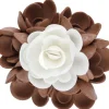 FLORENSUC Bouquet Fleur Azyme 10 cm Blanc et Marron 5 cm (x6)