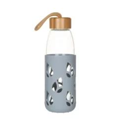 PEBBLY Bouteille en Verre avec Protection Silicone Gris 55 cl Hot