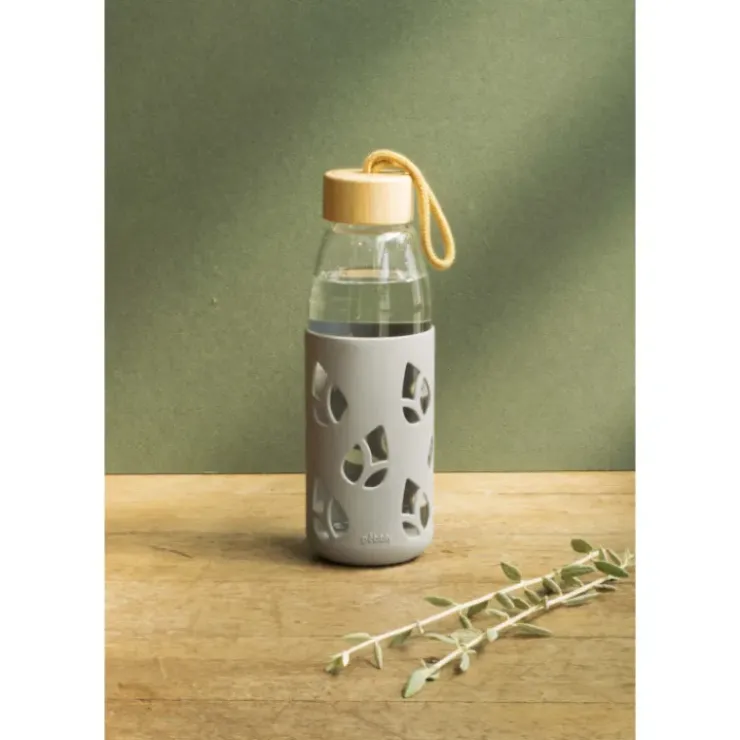 PEBBLY Bouteille en Verre avec Protection Silicone Gris 55 cl Hot