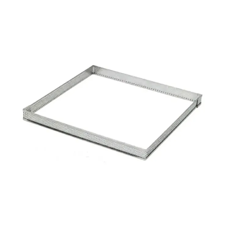 MALLARD FERRIERE Cadre à Tarte Carré Inox Perforé 7.5 cm H.2 cm