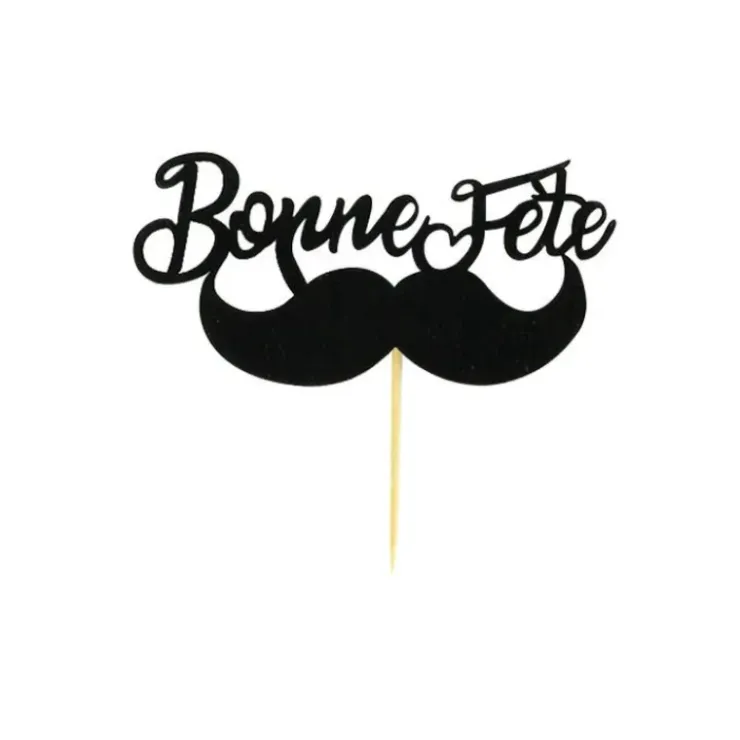 PATISDECOR Cake Topper Bonne Fête Moustache sur Pic (x30) Patisdécor Outlet