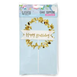 PATISDECOR Cake Topper Happy Birthday Couronne Dorée Patisdécor Outlet