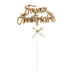 PATISDECOR Cake Topper Joyeux Anniversaire Doré Patisdécor Best