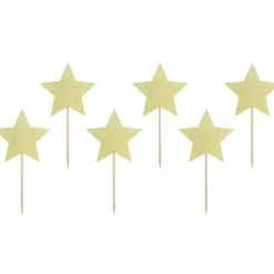 PARTYDECO Cake Toppers Étoiles Or (x6) Best