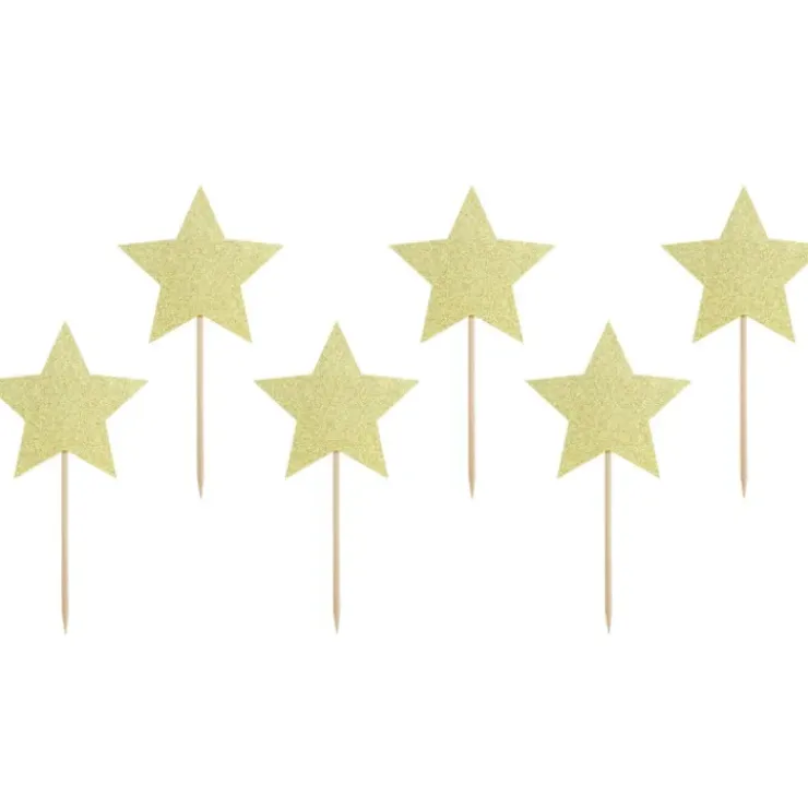 PARTYDECO Cake Toppers Étoiles Or (x6) Best