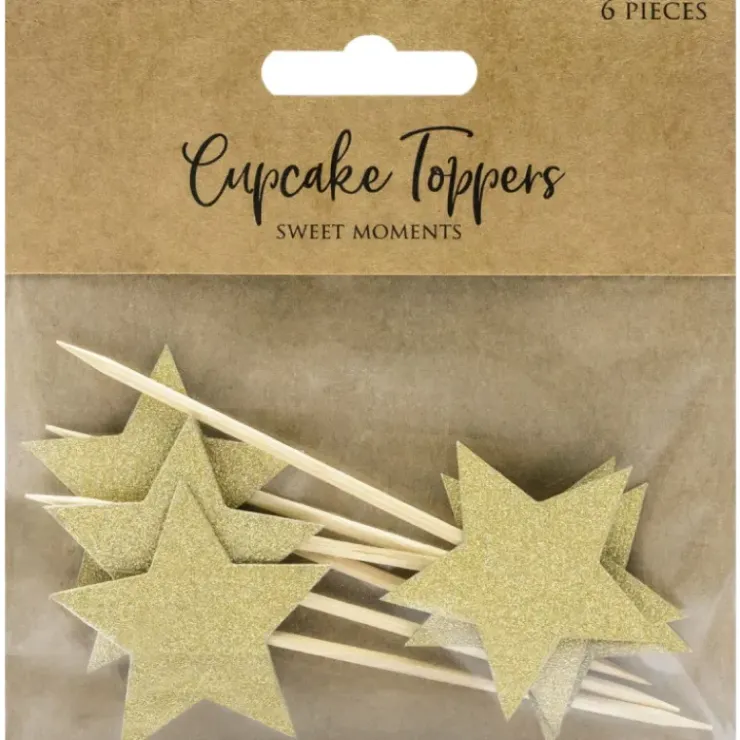 PARTYDECO Cake Toppers Étoiles Or (x6) Best