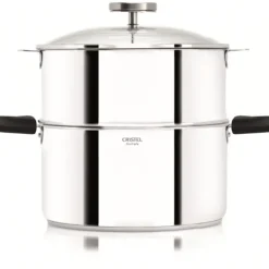 CRISTEL Casserole et Cuit Vapeur Inox Ø 20 cm Anses Mutine Noir Biome Clearance