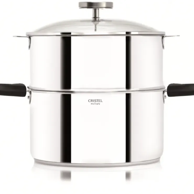 CRISTEL Casserole et Cuit Vapeur Inox Ø 20 cm Anses Mutine Noir Biome Clearance