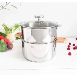 CRISTEL Casserole et Cuit Vapeur Inox Ø 20 cm Anses Hêtre Biome Clearance