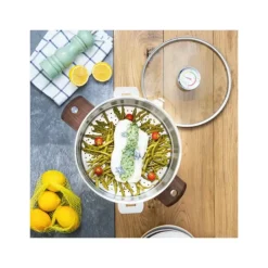 CRISTEL Casserole et Cuit Vapeur Inox Ø 20 cm Anses Hêtre Biome Clearance