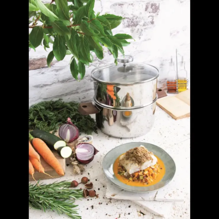 CRISTEL Casserole et Cuit Vapeur Inox Ø 20 cm Anses Olivier Biome Outlet