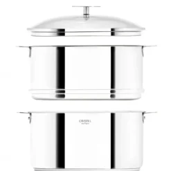 CRISTEL Casserole et Cuit Vapeur Inox Ø 20 cm Anses Noyer Biome Outlet