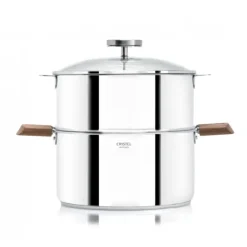 CRISTEL Casserole et Cuit Vapeur Inox Ø 20 cm Anses Noyer Biome Outlet