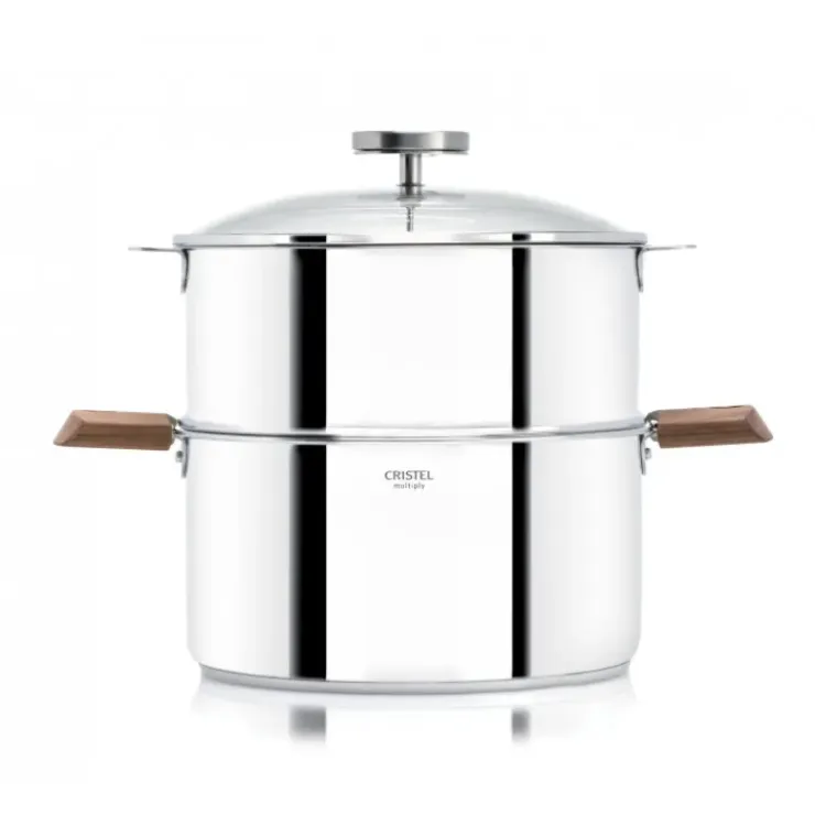 CRISTEL Casserole et Cuit Vapeur Inox Ø 20 cm Anses Noyer Biome Outlet