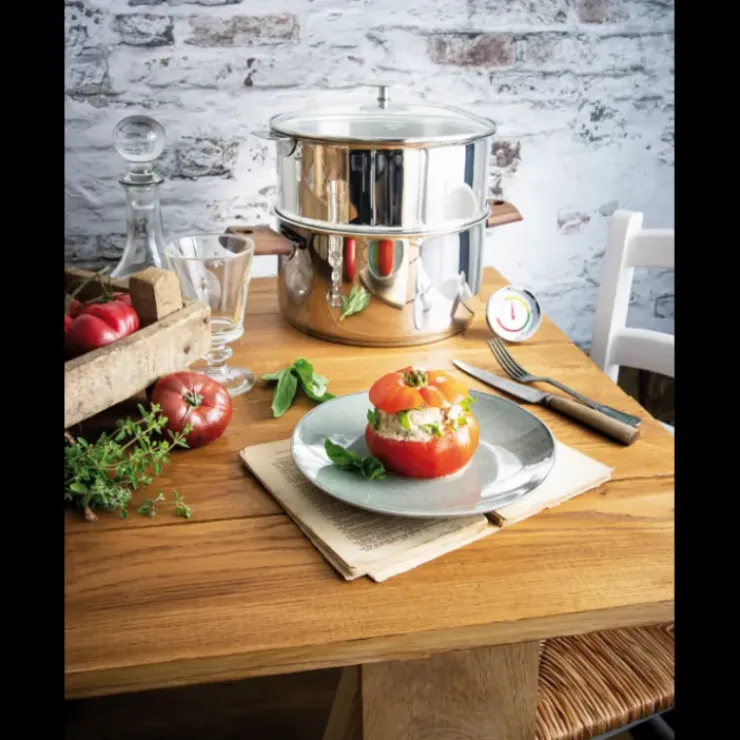 CRISTEL Casserole et Cuit Vapeur Inox Ø 20 cm Anses Noyer Biome Outlet