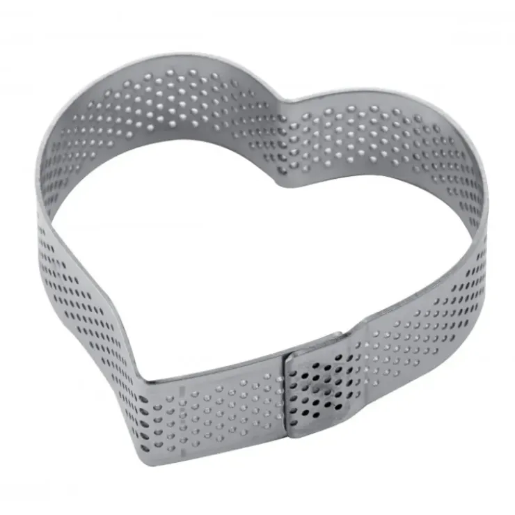 PAVONI Cercle à Tarte Coeur Inox Micro-perforé 7,5 x 7 cm x H 2 cm Best