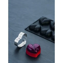 PAVONI Cercle à Tarte Coeur Inox Micro-perforé 7,5 x 7 cm x H 2 cm Best