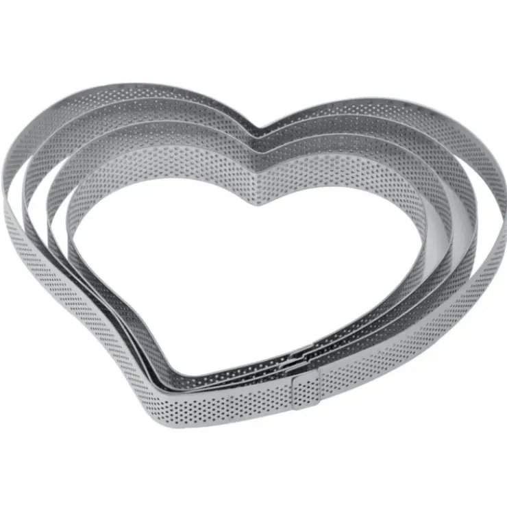 PAVONI Cercle à Tarte Coeur Inox Micro-perforé 22,5 x 21 cm x H 2 cm Sale