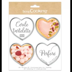 SCRAPCOOKING Cercles à Tarte Individuels Perforés Cœur 7,5 x 8 cm (x4) Hot