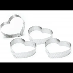 SCRAPCOOKING Cercles à Tarte Individuels Perforés Cœur 7,5 x 8 cm (x4) Hot