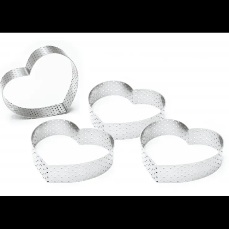 SCRAPCOOKING Cercles à Tarte Individuels Perforés Cœur 7,5 x 8 cm (x4) Hot