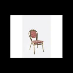 LYROSE Chaise Tressée Bamboo Rouge et Crème Discount