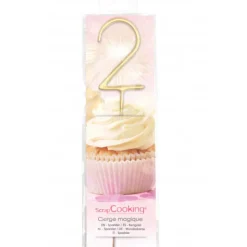 SCRAPCOOKING Cierge Magique Or 17,5 cm Chiffre 2 New