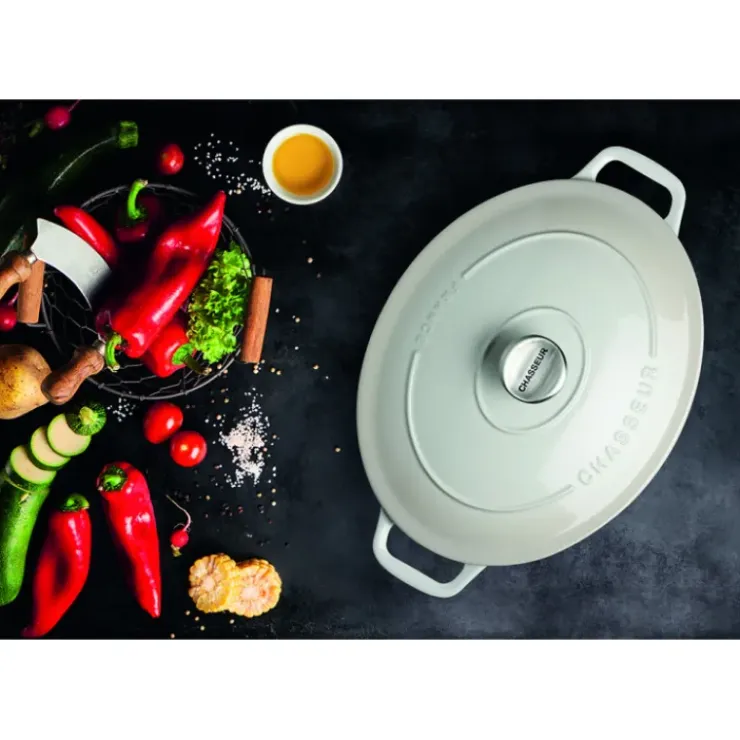 CHASSEUR Cocotte en Fonte Ovale 29 cm Macadamia New