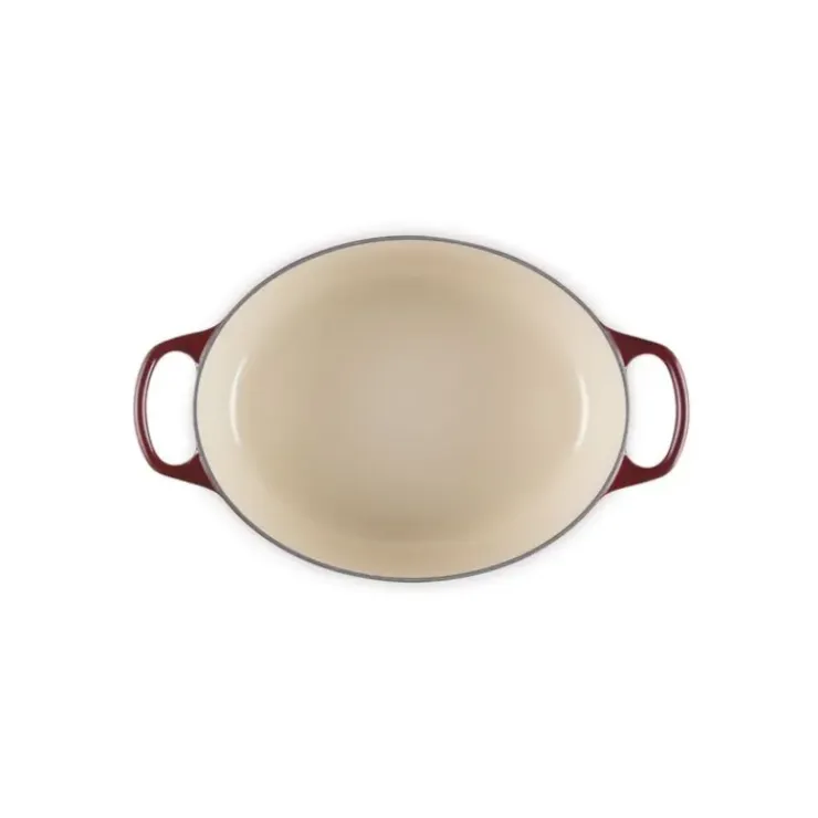 LE CREUSET Cocotte en Fonte Ovale 29 cm Garnet Bouton Doré Signature Clearance