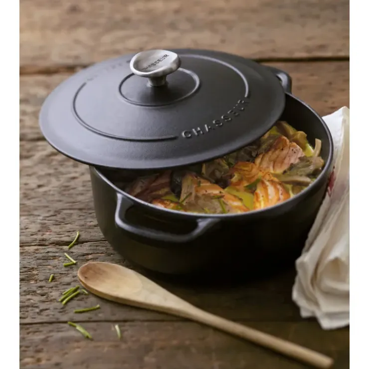 CHASSEUR Cocotte en Fonte Ronde 22 cm Noir Mat